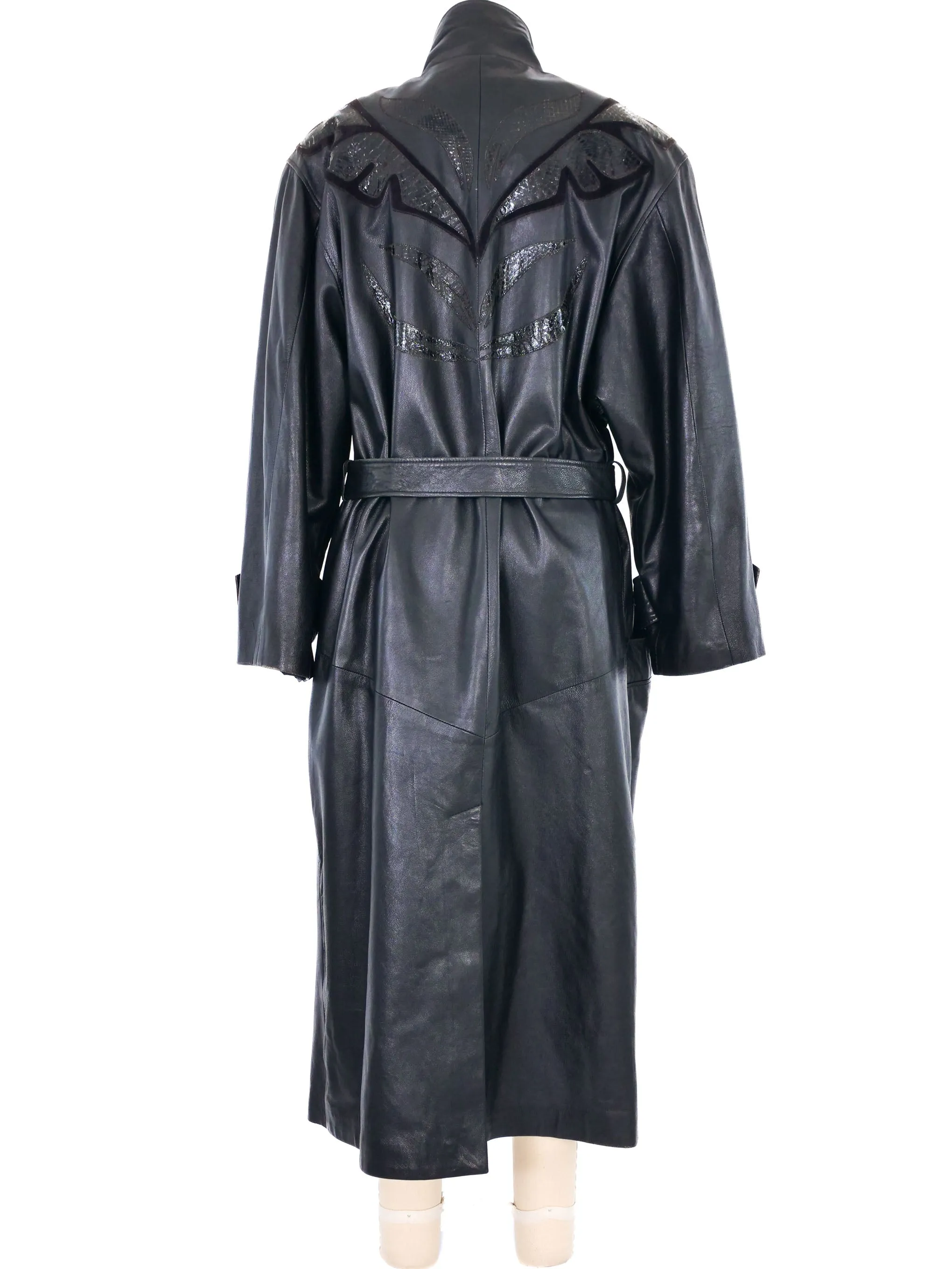 1980s Leather Applique Trench Coat