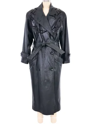 1980s Leather Applique Trench Coat
