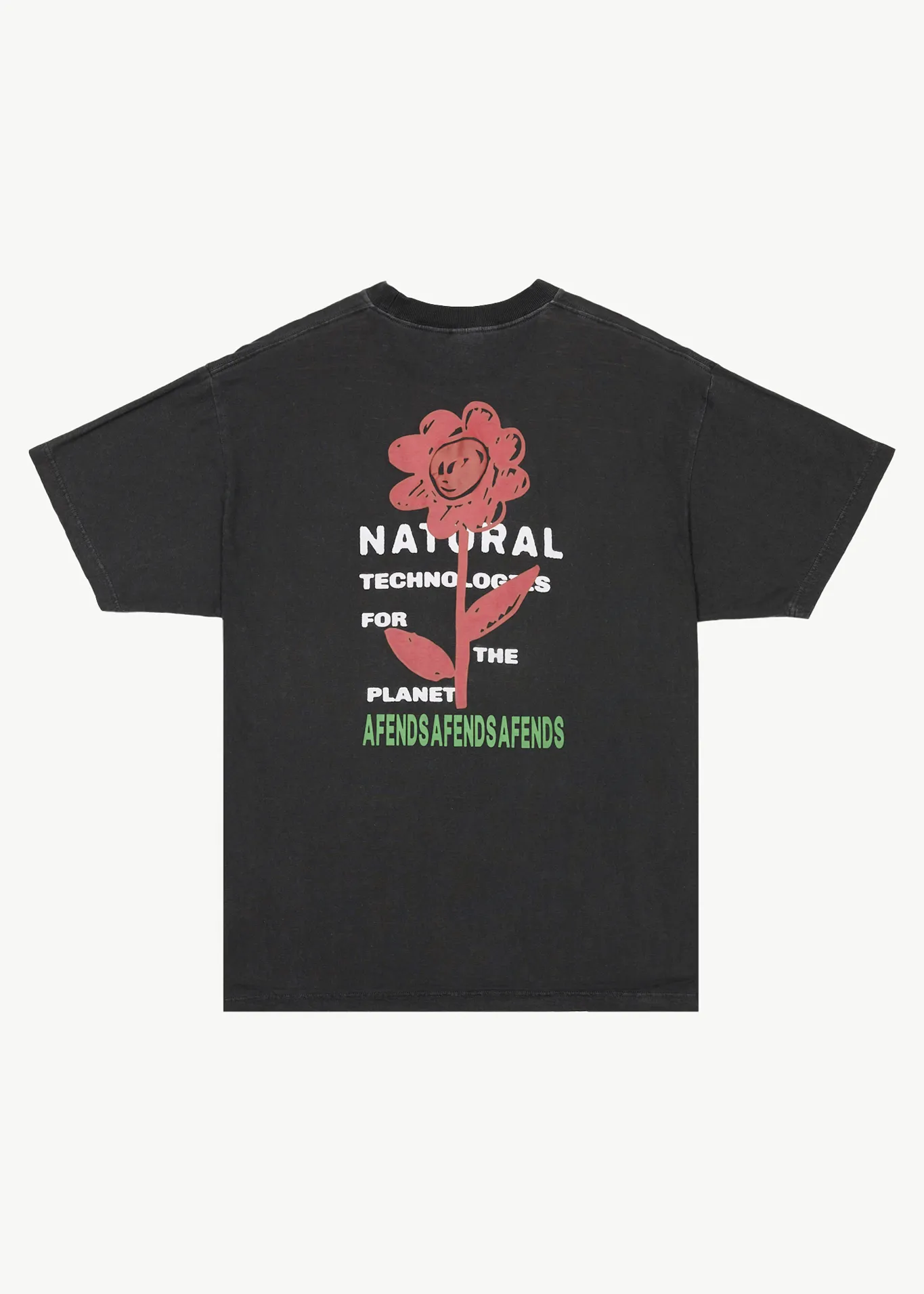 AFENDS Mens Technology - Graphic Boxy T-Shirt - Stone Black