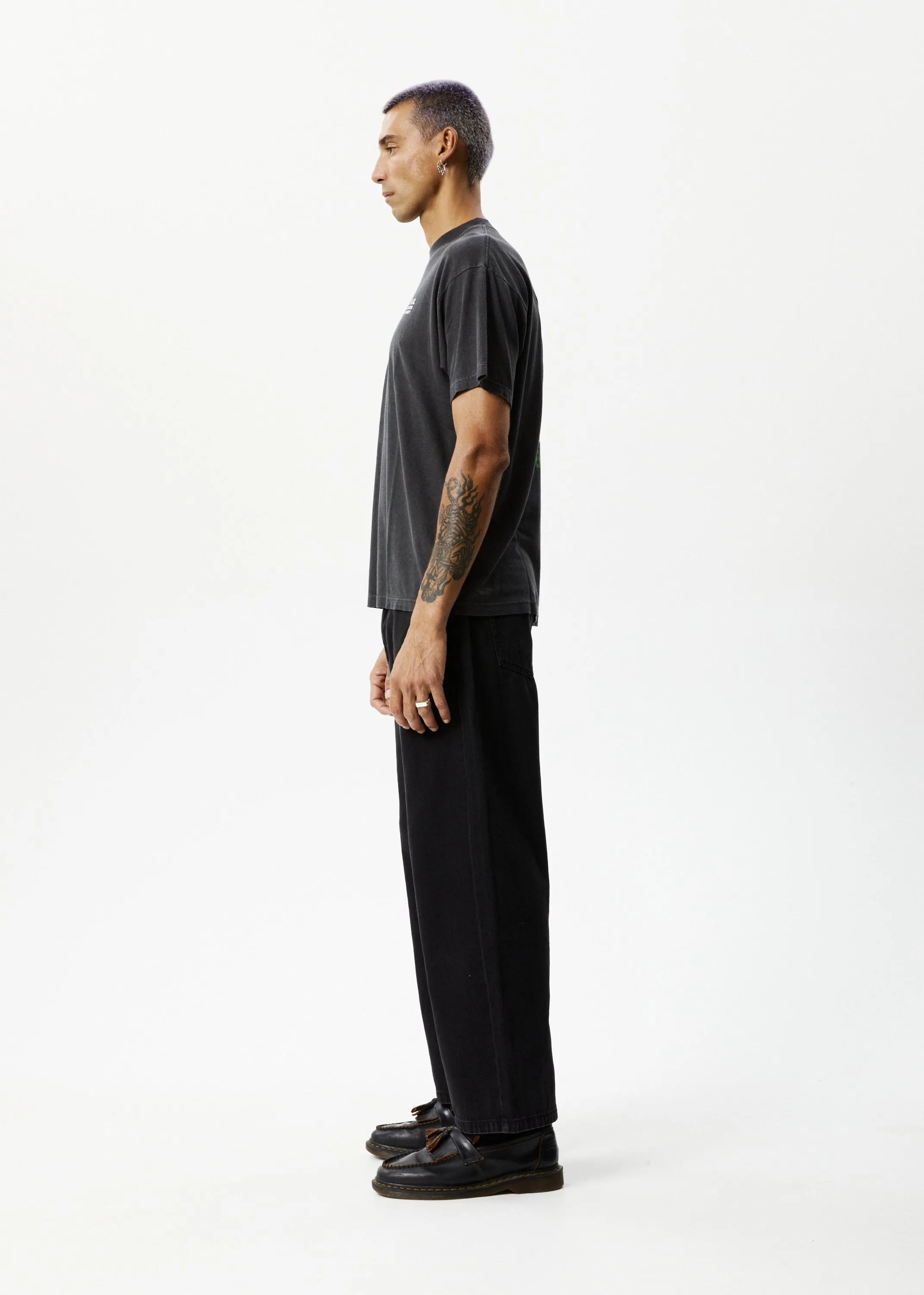 AFENDS Mens Technology - Graphic Boxy T-Shirt - Stone Black