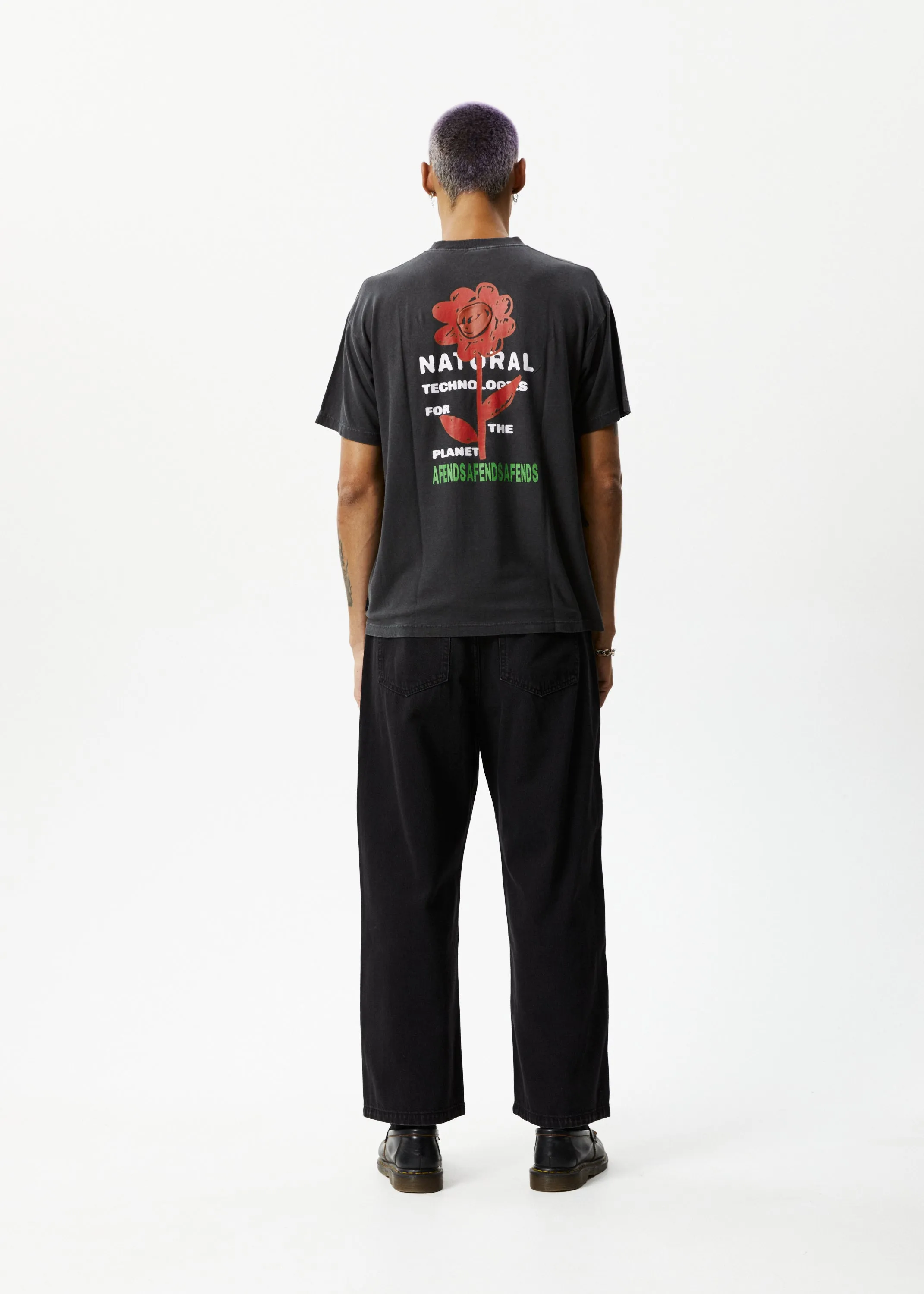 AFENDS Mens Technology - Graphic Boxy T-Shirt - Stone Black