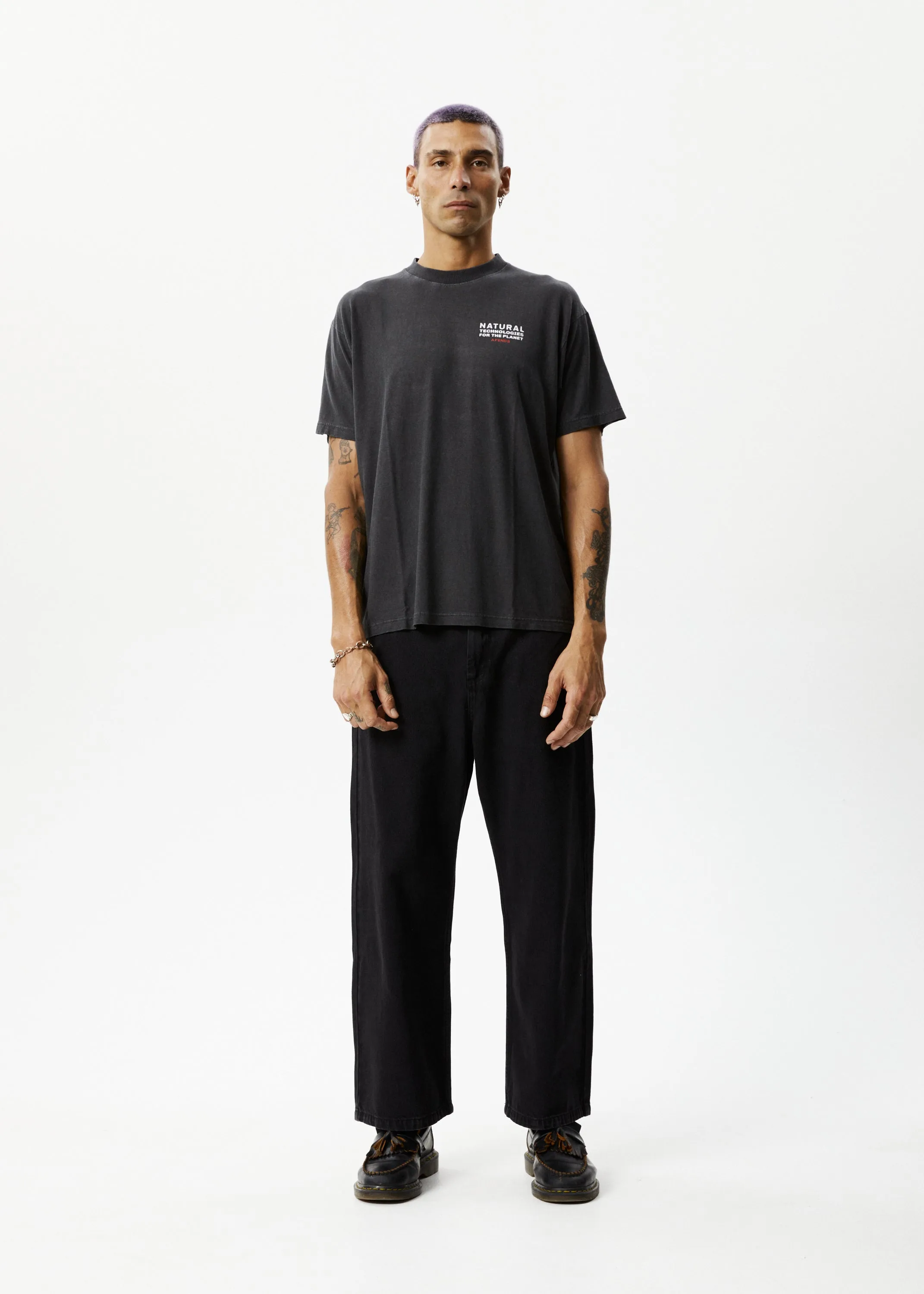 AFENDS Mens Technology - Graphic Boxy T-Shirt - Stone Black