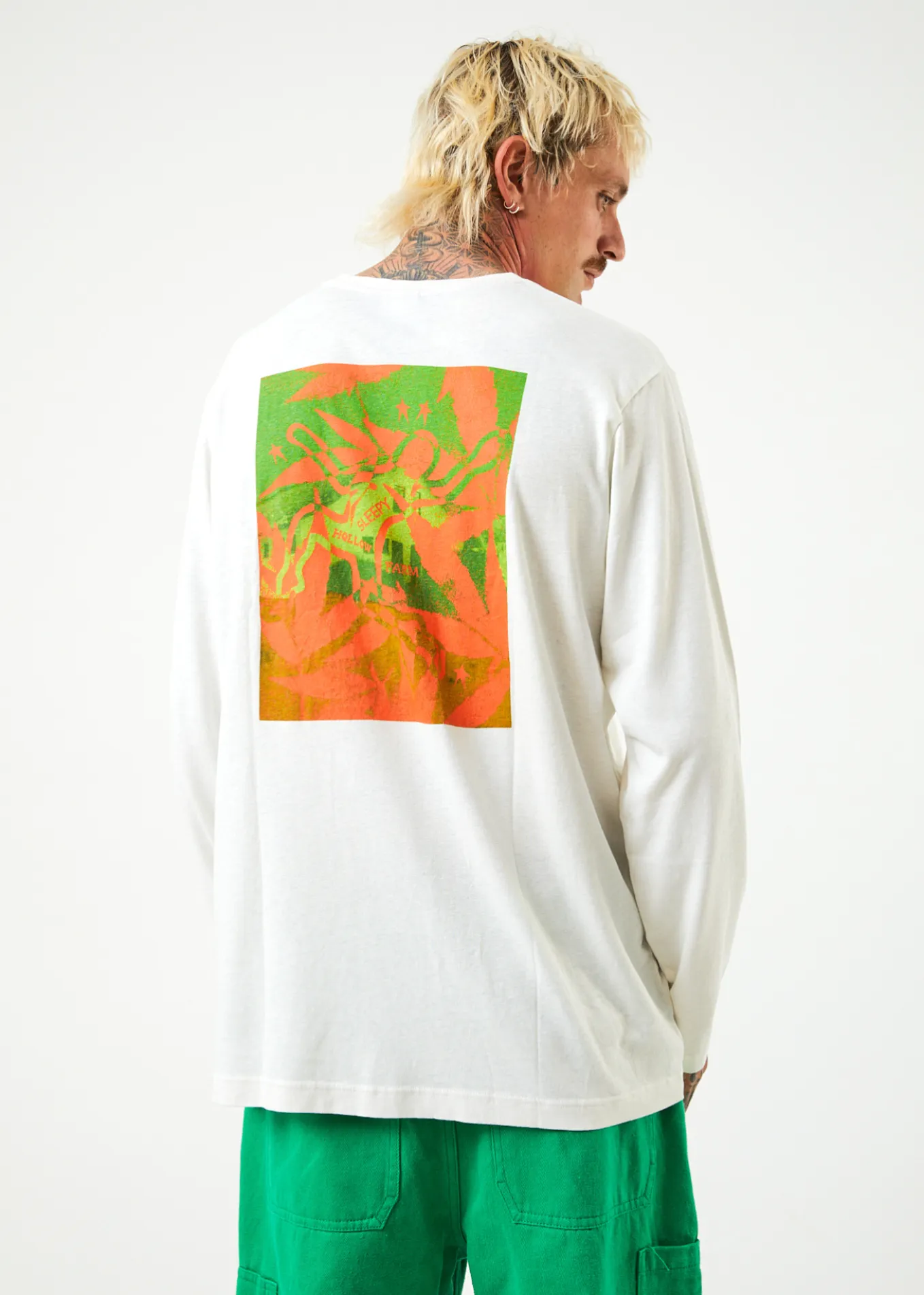 AFENDS Unisex Sleepy Hollow - Unisex Long Sleeve Graphic T-Shirt - Off White