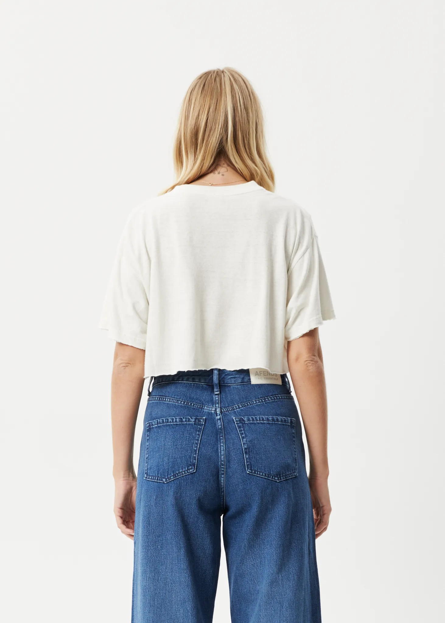 AFENDS Womens Daze Slay Cropped - Oversized Graphic T-Shirt - Off White