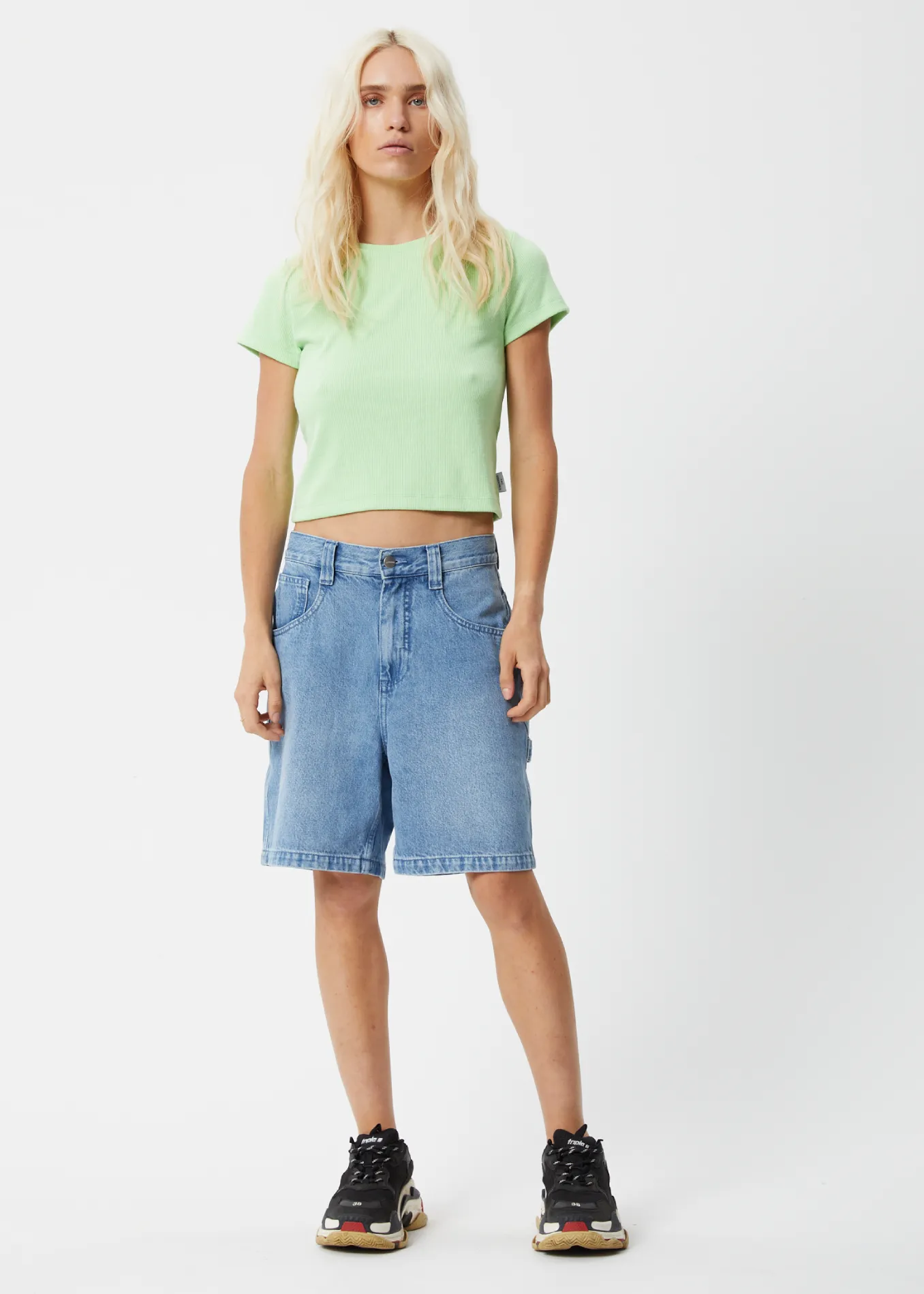 AFENDS Womens Faith - Ribbed Tee - Lime Green