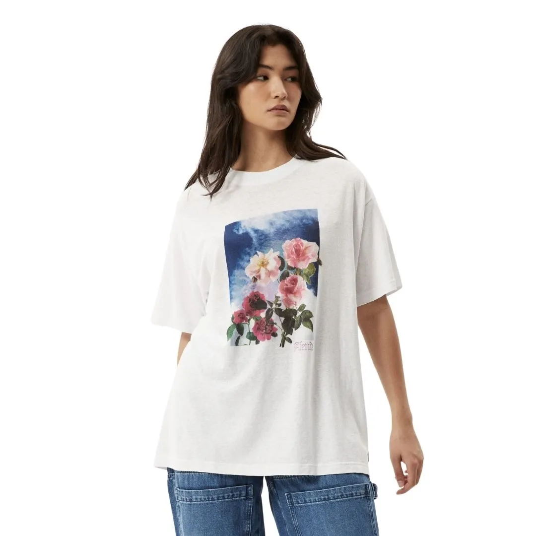 Afends Womens Nans House Hemp Oversized T-Shirt - White