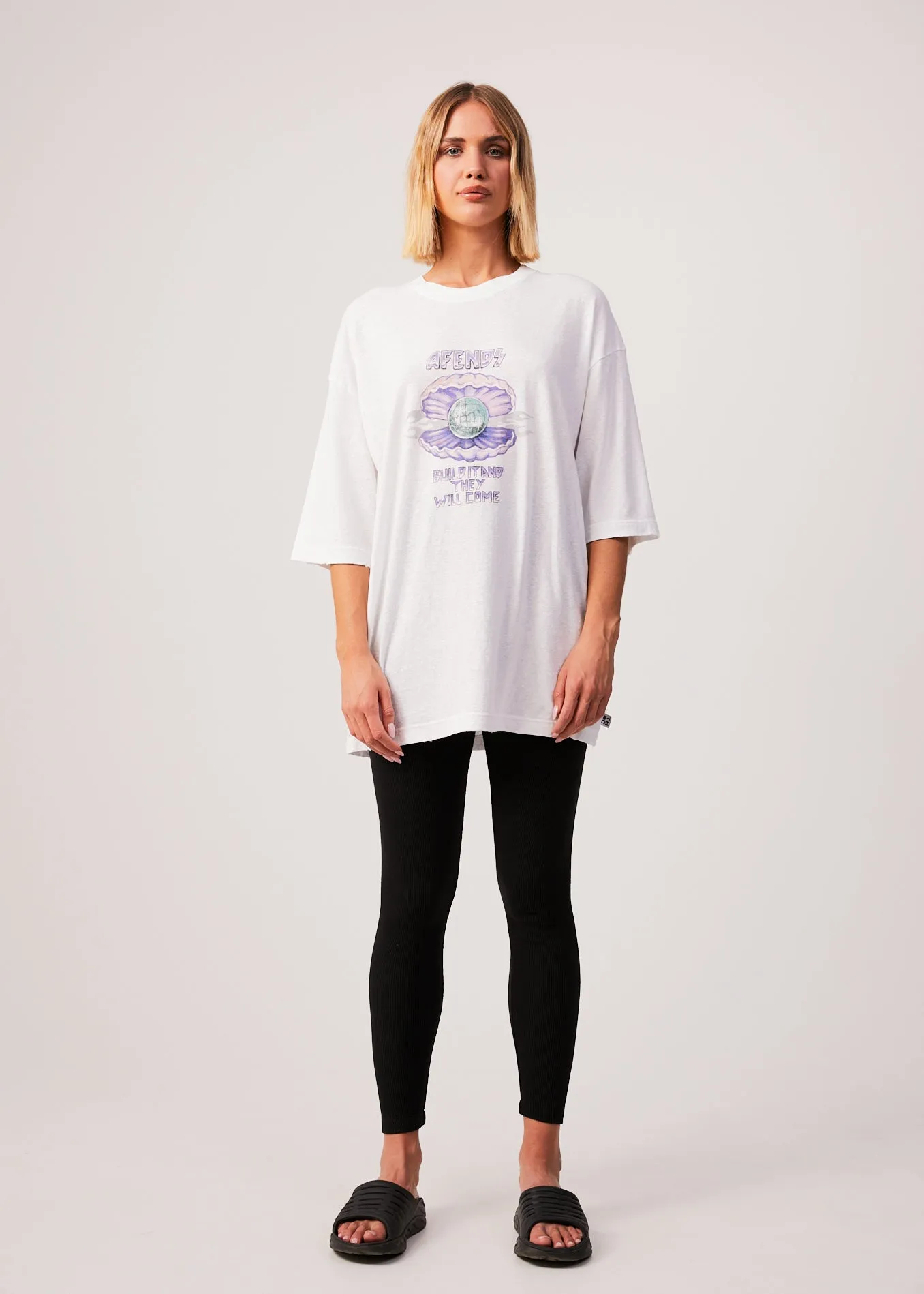 AFENDS Womens Shell - Oversized Graphic T-Shirt - White