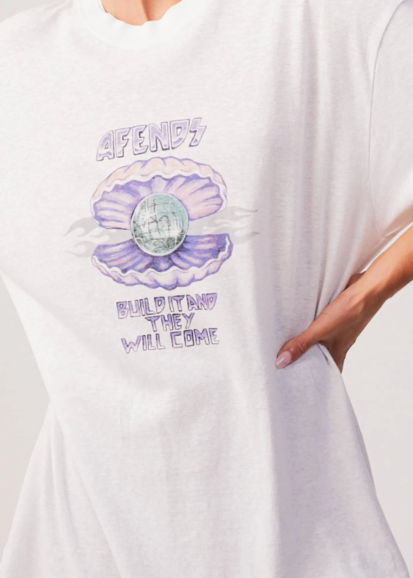 AFENDS Womens Shell - Oversized Graphic T-Shirt - White