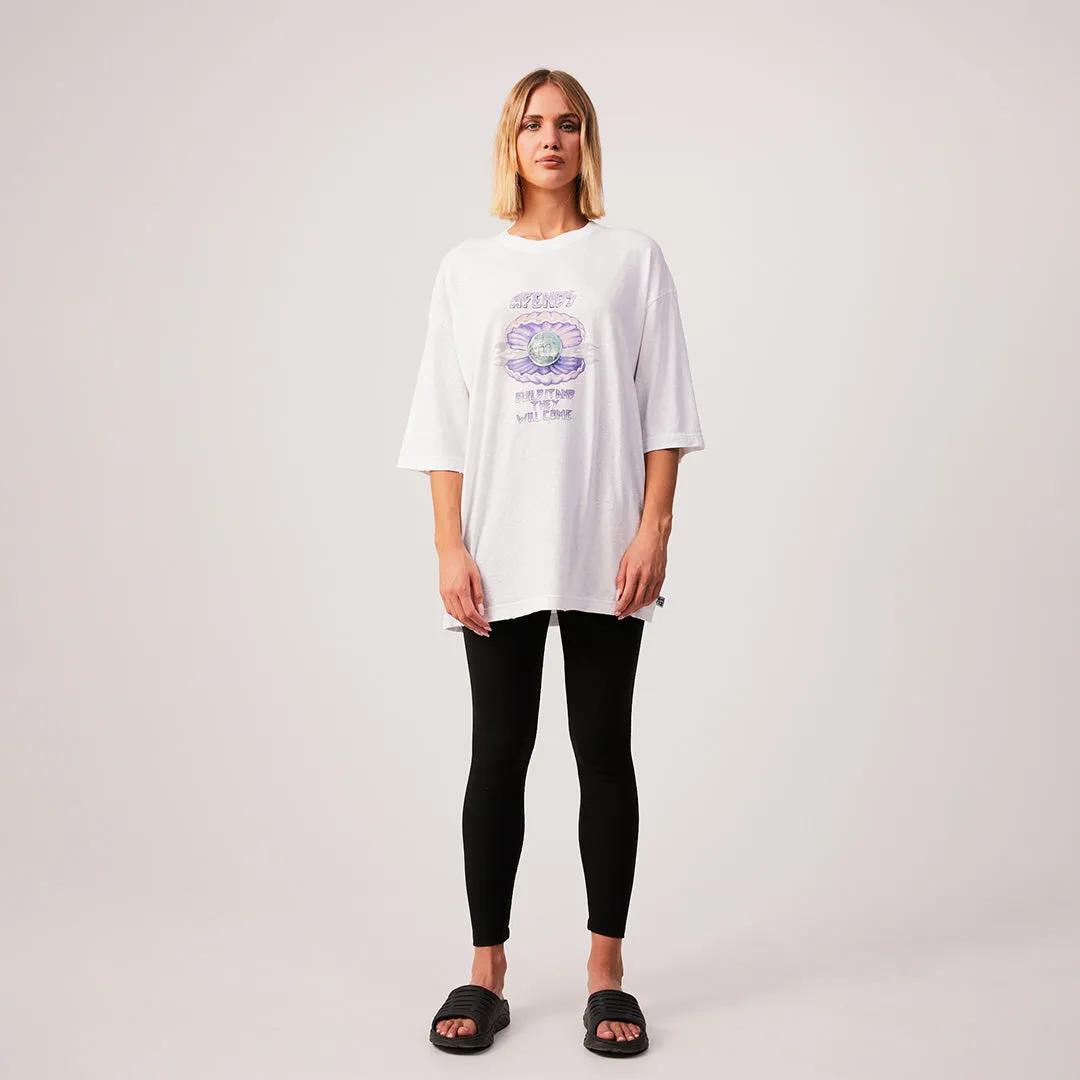 AFENDS Womens Shell - Oversized Graphic T-Shirt - White