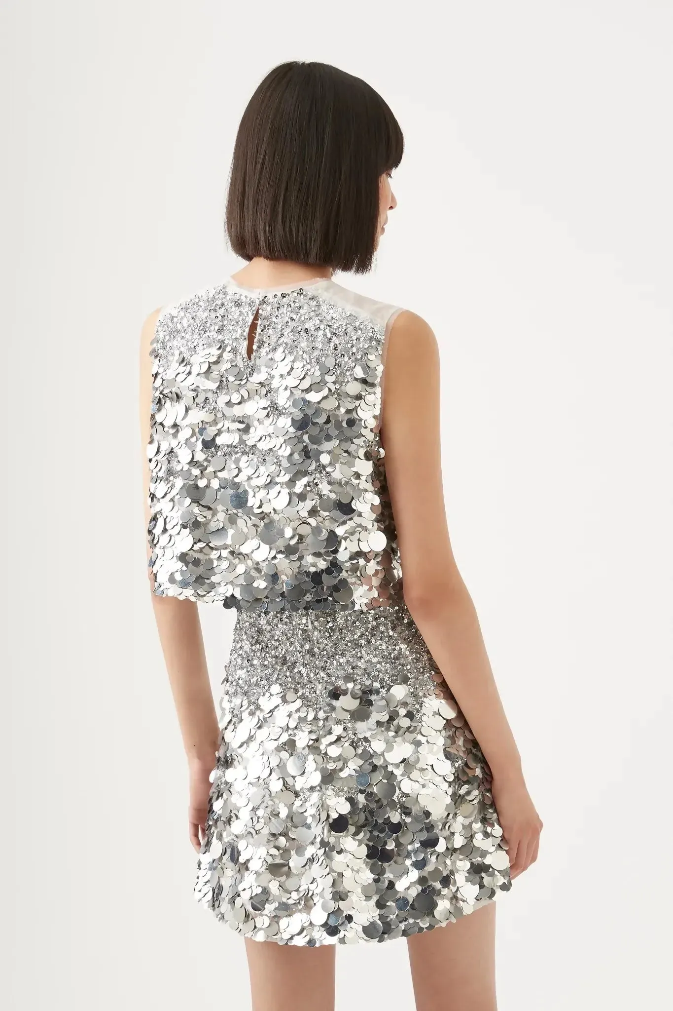 Aje Cherie Sequin Mini Skirt Silver Size 8