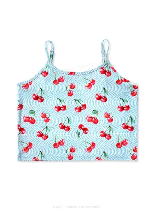 Blue Cherry Y2K Print Cami Crop Top Cherrykitten
