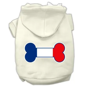 Bone Shaped France Flag Screen Print Pet Hoodies Cream Size XL (16)