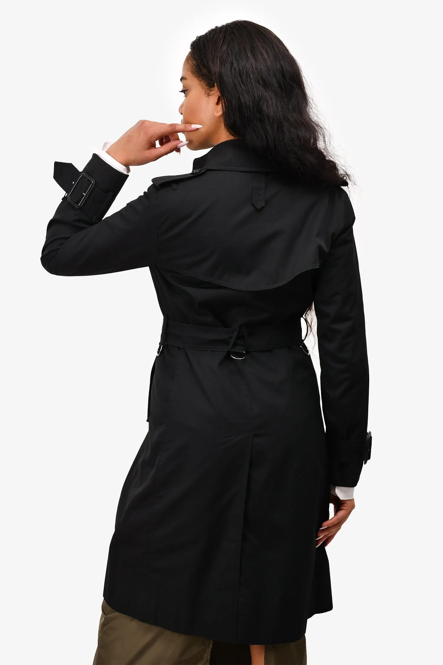 Burberry Black Double Breasted Trench Coat With Belt Size 4 (As Is)