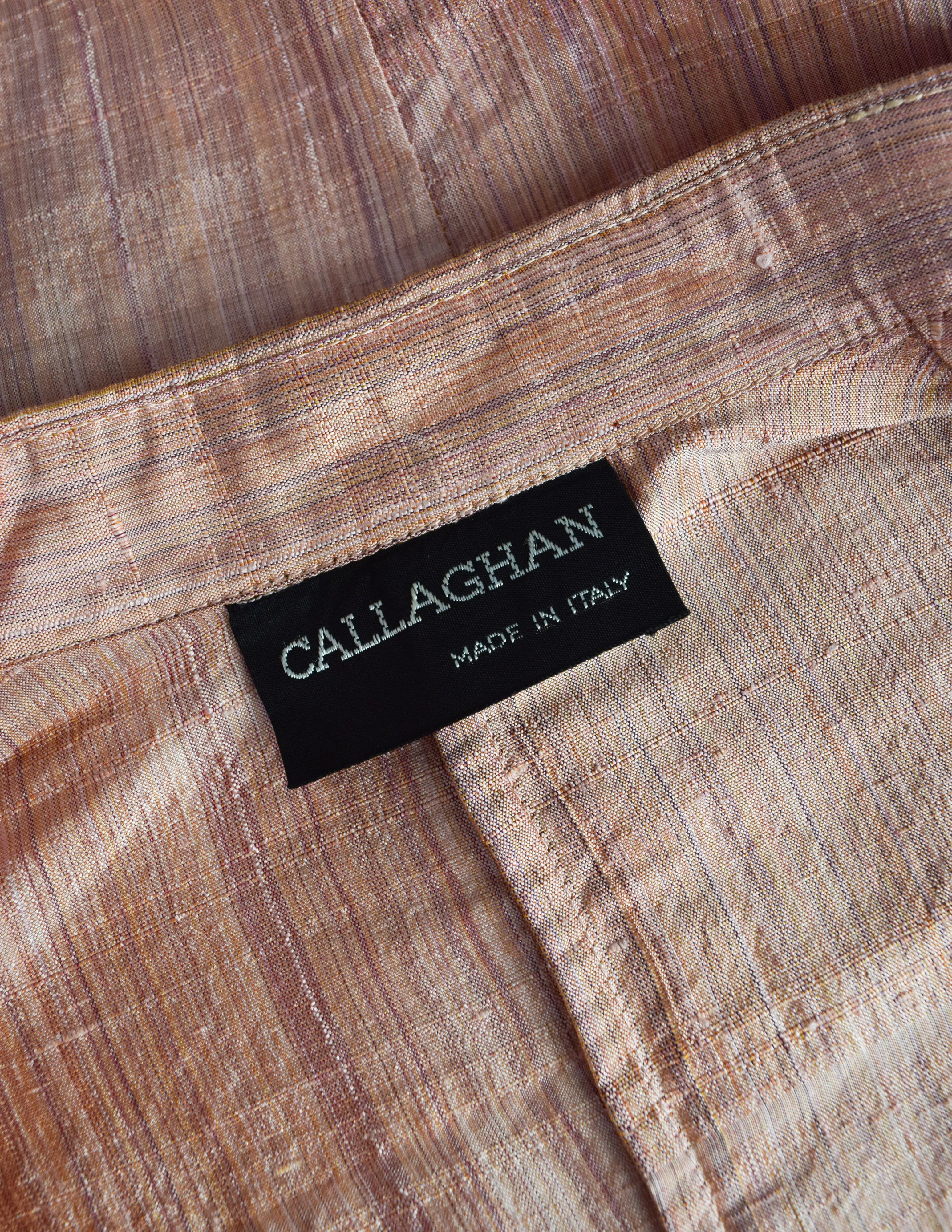 Callaghan by Romeo Gigli Vintage SS 1987 Dusty Rose Silk Shantung Button Up Top