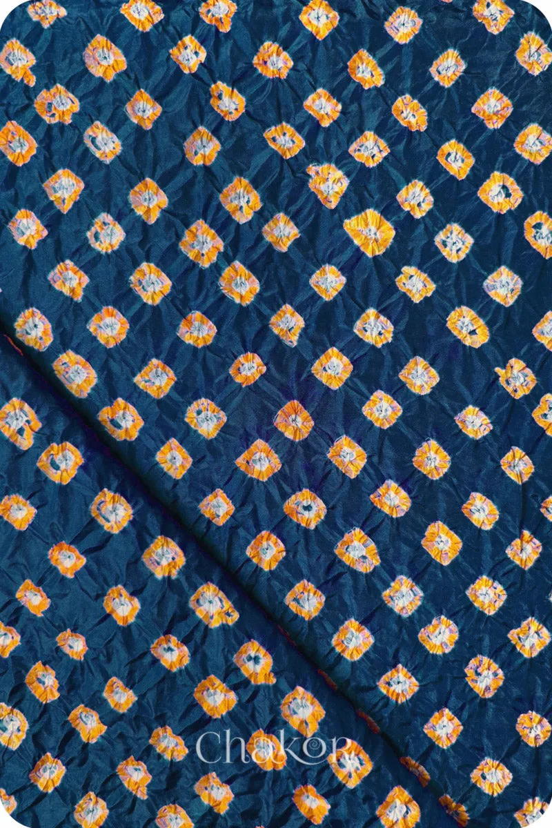Deep Indigo Bandhani Mulberry Silk Blouse Fabric