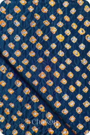 Deep Indigo Bandhani Mulberry Silk Blouse Fabric