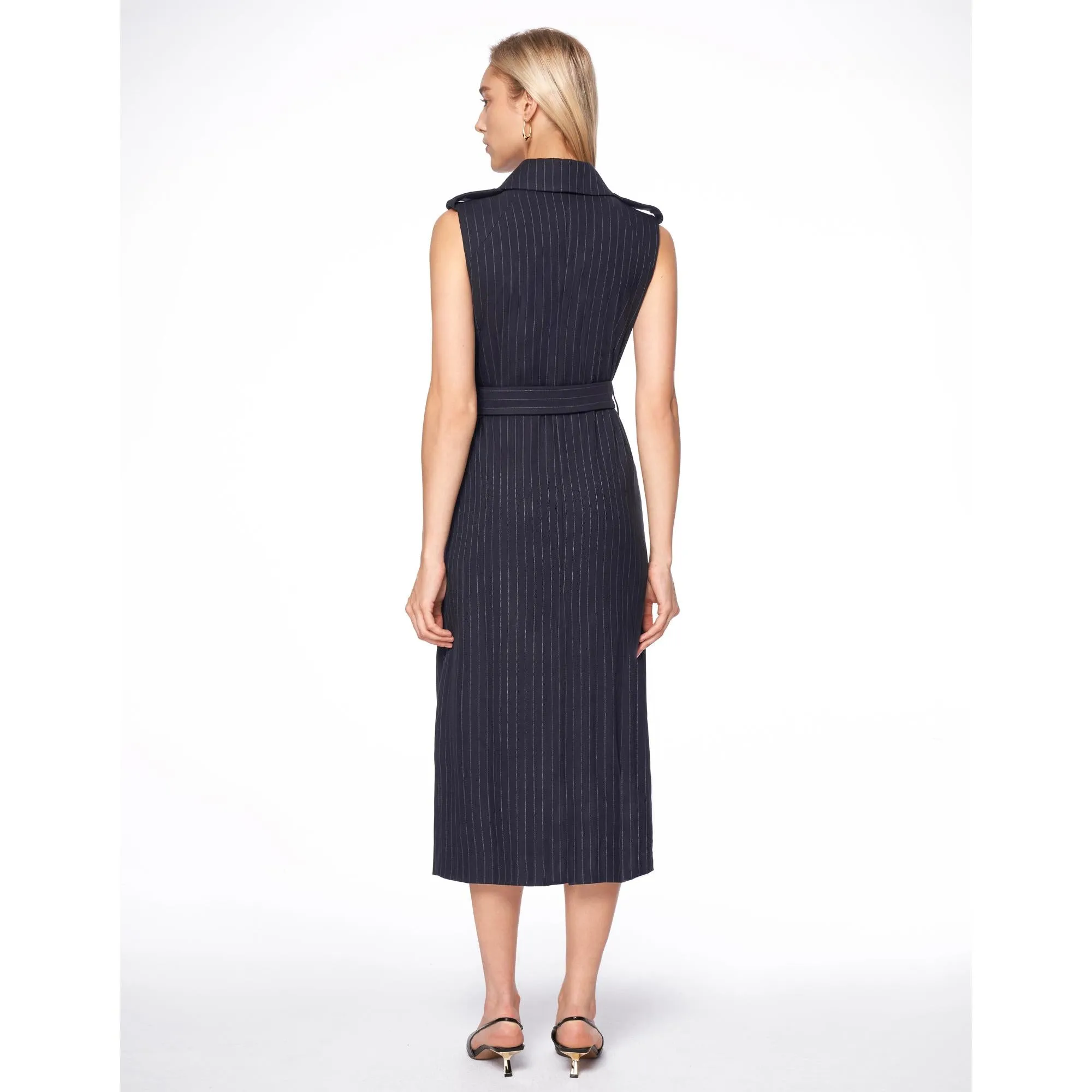 Double Breasted Belted Dress - Navy