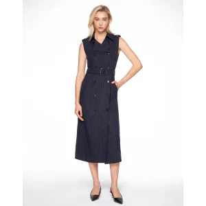 Double Breasted Belted Dress - Navy
