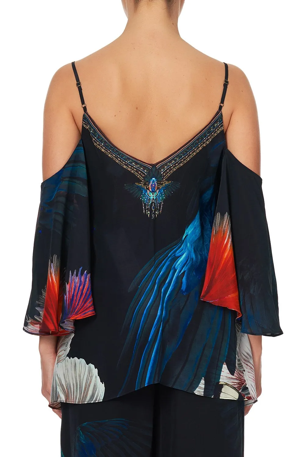 DROP SHOULDER STRAPPY BLOUSE NIGHT FLIGHT