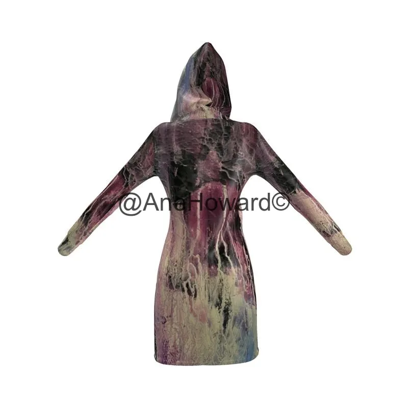 Eco-Friendly Hoodie Dress Purple and Black Storm