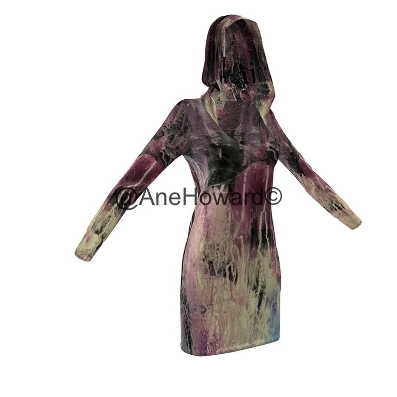Eco-Friendly Hoodie Dress Purple and Black Storm