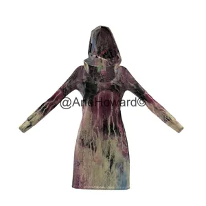 Eco-Friendly Hoodie Dress Purple and Black Storm