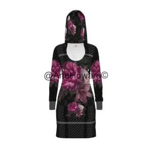 Eco-friendly Hoodie Dress Tartan Floral