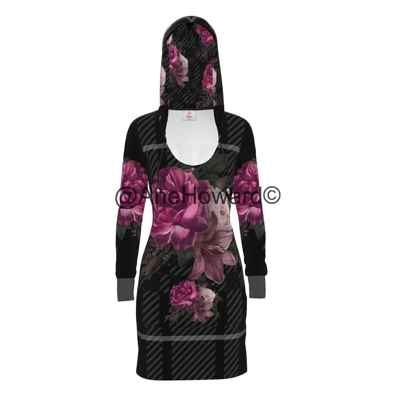 Eco-friendly Hoodie Dress Tartan Floral