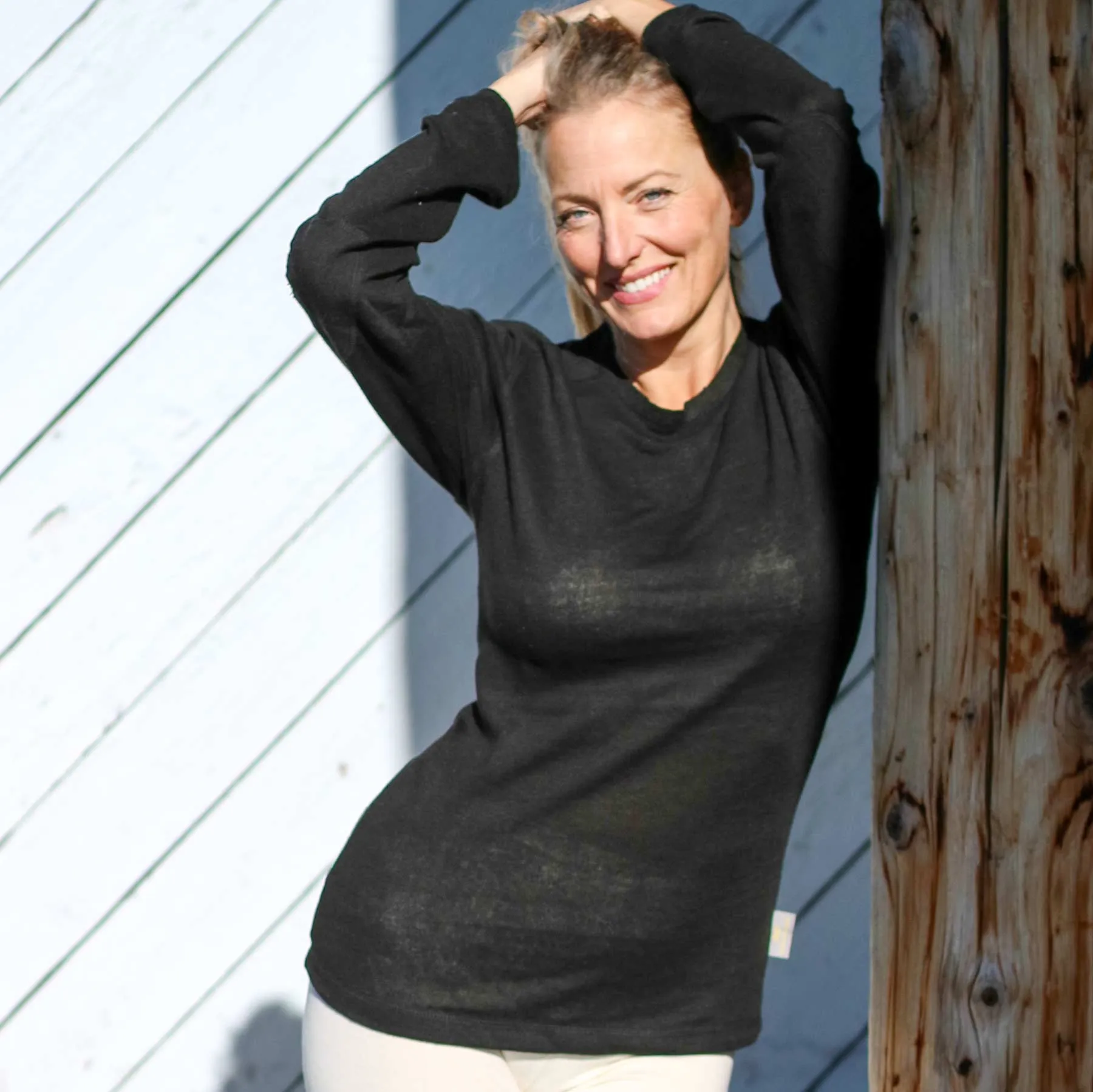 HEMPTON 100% Organic Hemp Knit Long-sleeve T-Shirt Pullover (No Latex, OC Thread Option, 100% Biodegradable)