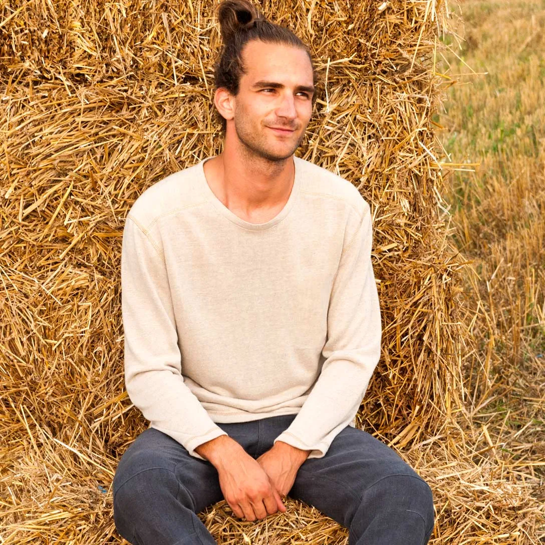 HEMPTON 100% Organic Hemp Knit Long-sleeve T-Shirt Pullover (No Latex, OC Thread Option, 100% Biodegradable)
