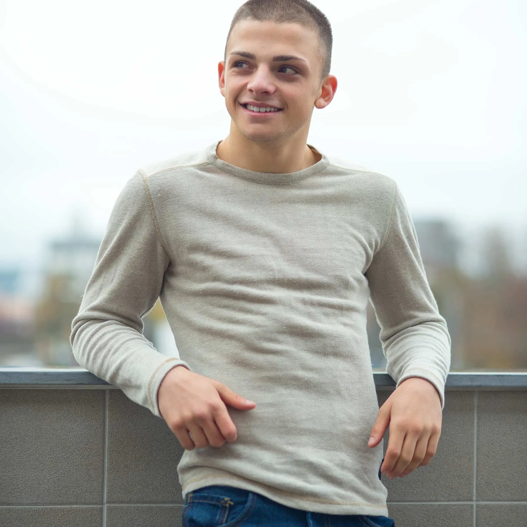HEMPTON 100% Organic Hemp Knit Long-sleeve T-Shirt Pullover (No Latex, OC Thread Option, 100% Biodegradable)
