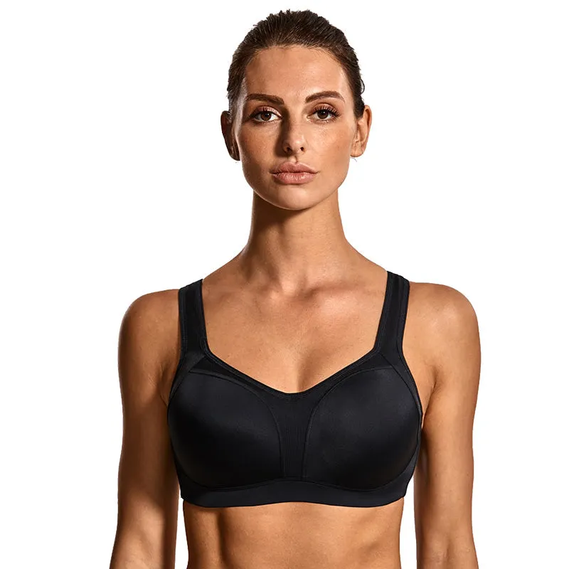 High impact padded step adjustable underwired sports bra (size 32-40, C-F)