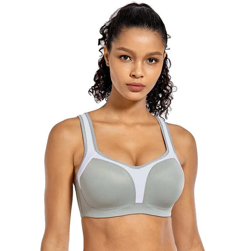 High impact padded step adjustable underwired sports bra (size 32-40, C-F)