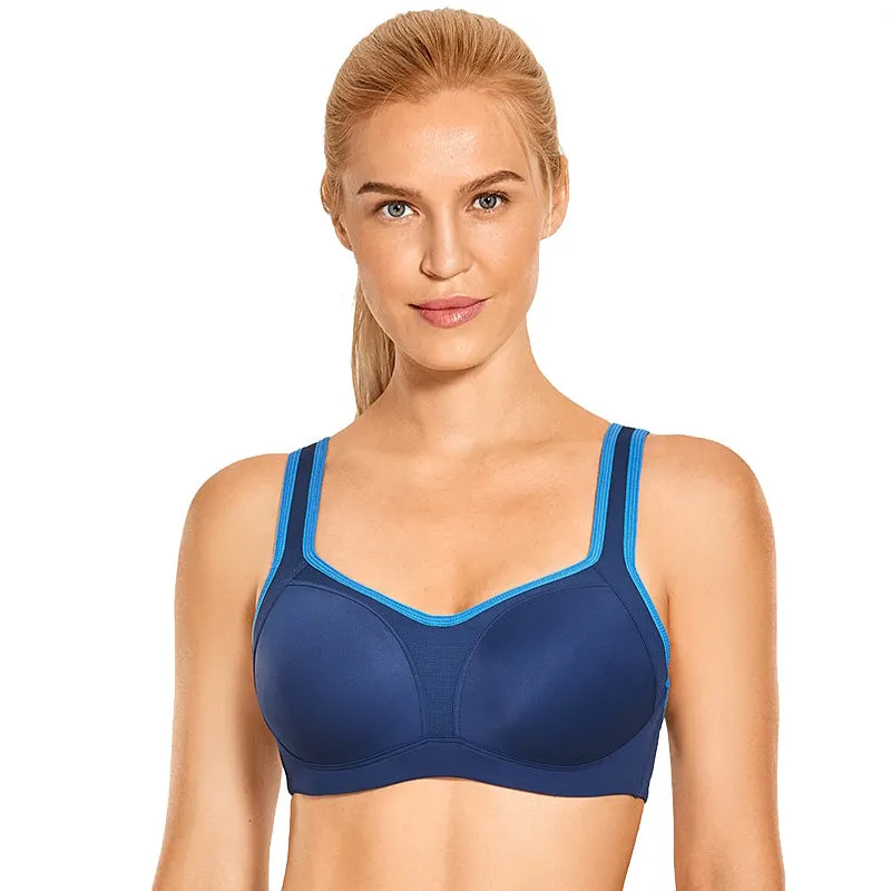 High impact padded step adjustable underwired sports bra (size 32-40, C-F)