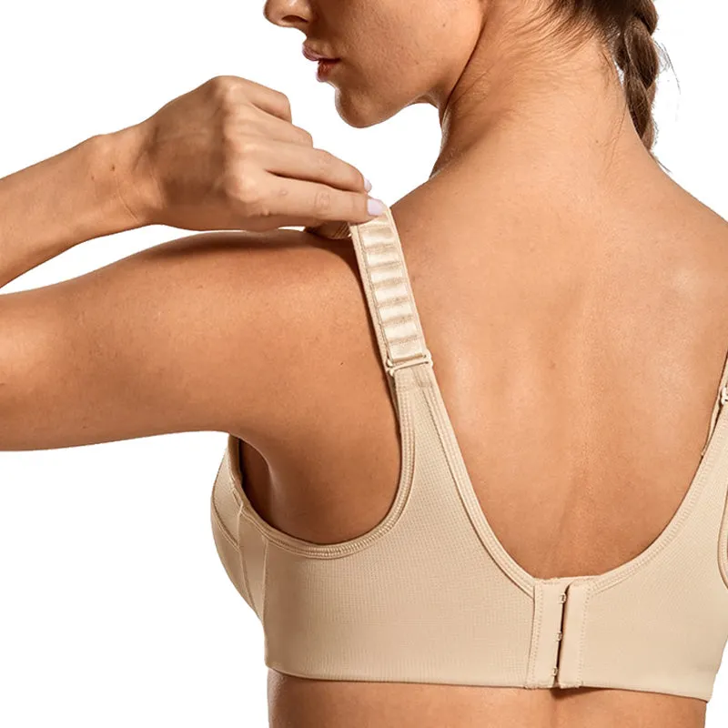 High impact padded step adjustable underwired sports bra (size 32-40, C-F)
