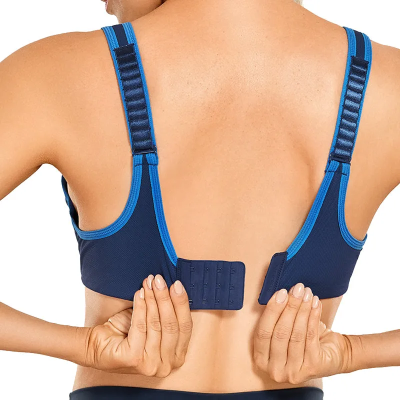 High impact padded step adjustable underwired sports bra (size 32-40, C-F)