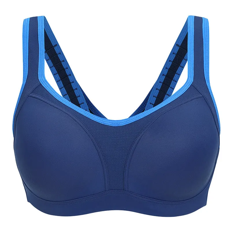High impact padded step adjustable underwired sports bra (size 32-40, C-F)