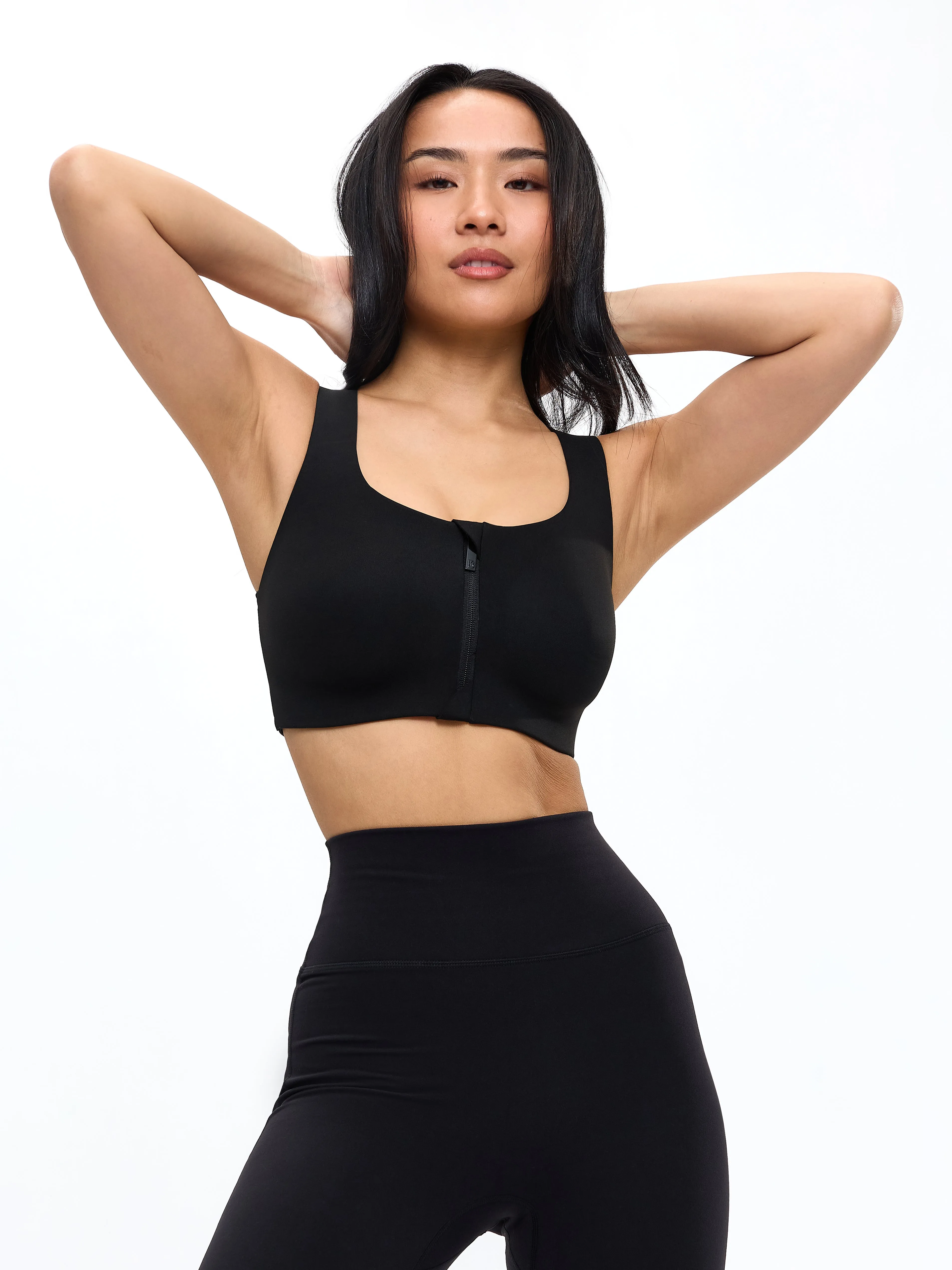 High Impact Zip Sports Bra - Onyx Black