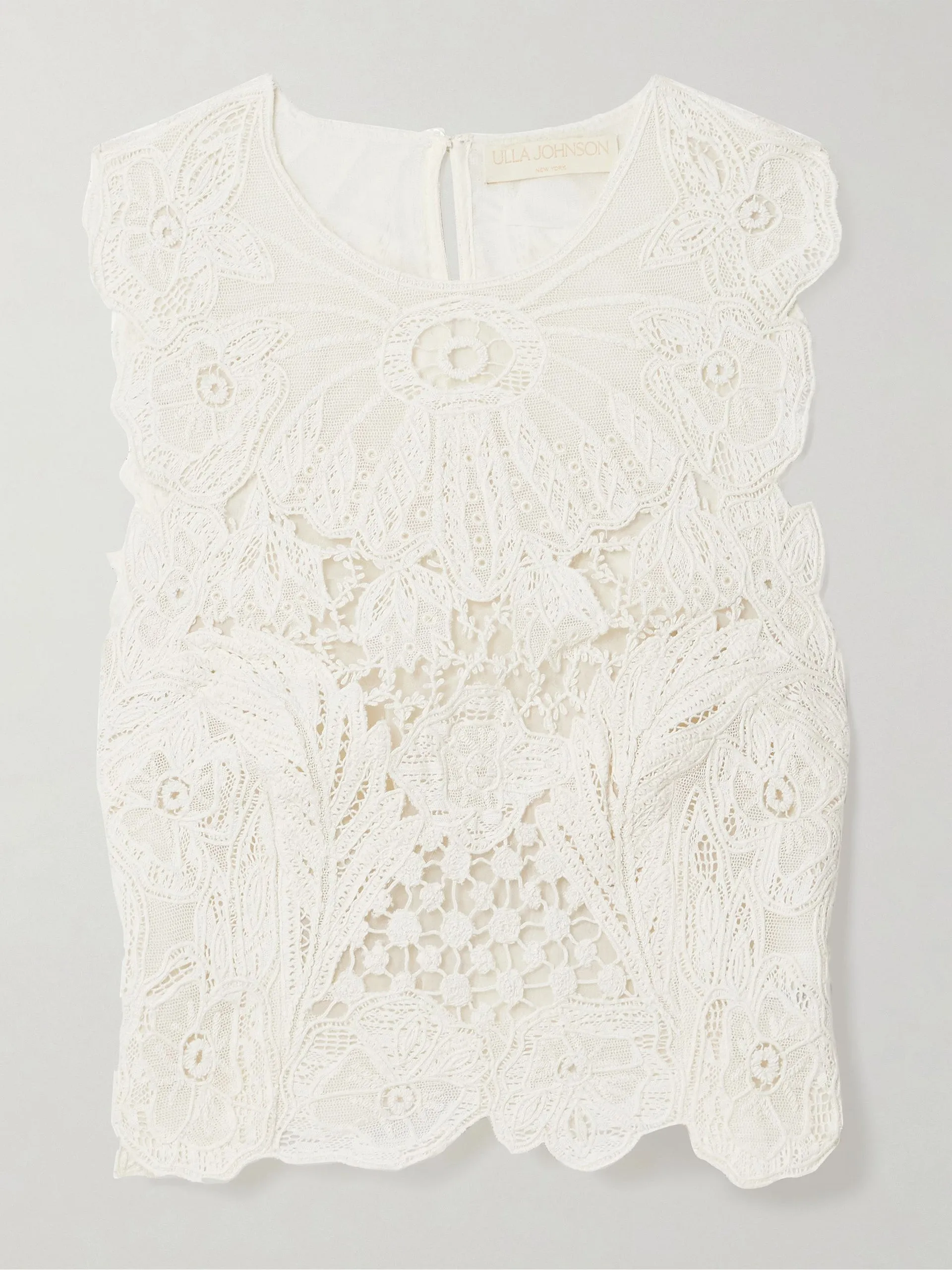 Jael cropped cotton and silk-blend lace tank