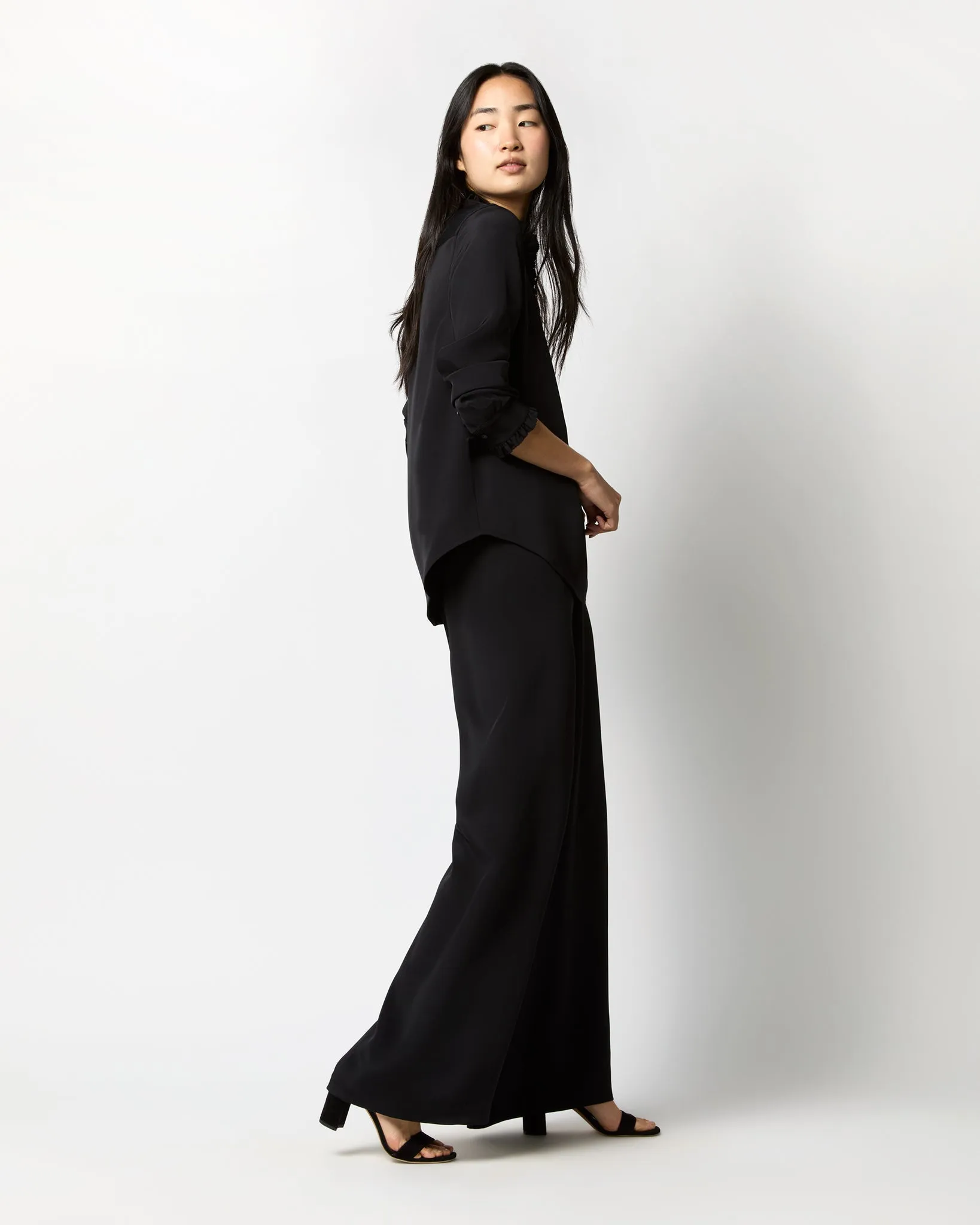Kelly Pant in Black Silk Crepe de Chine