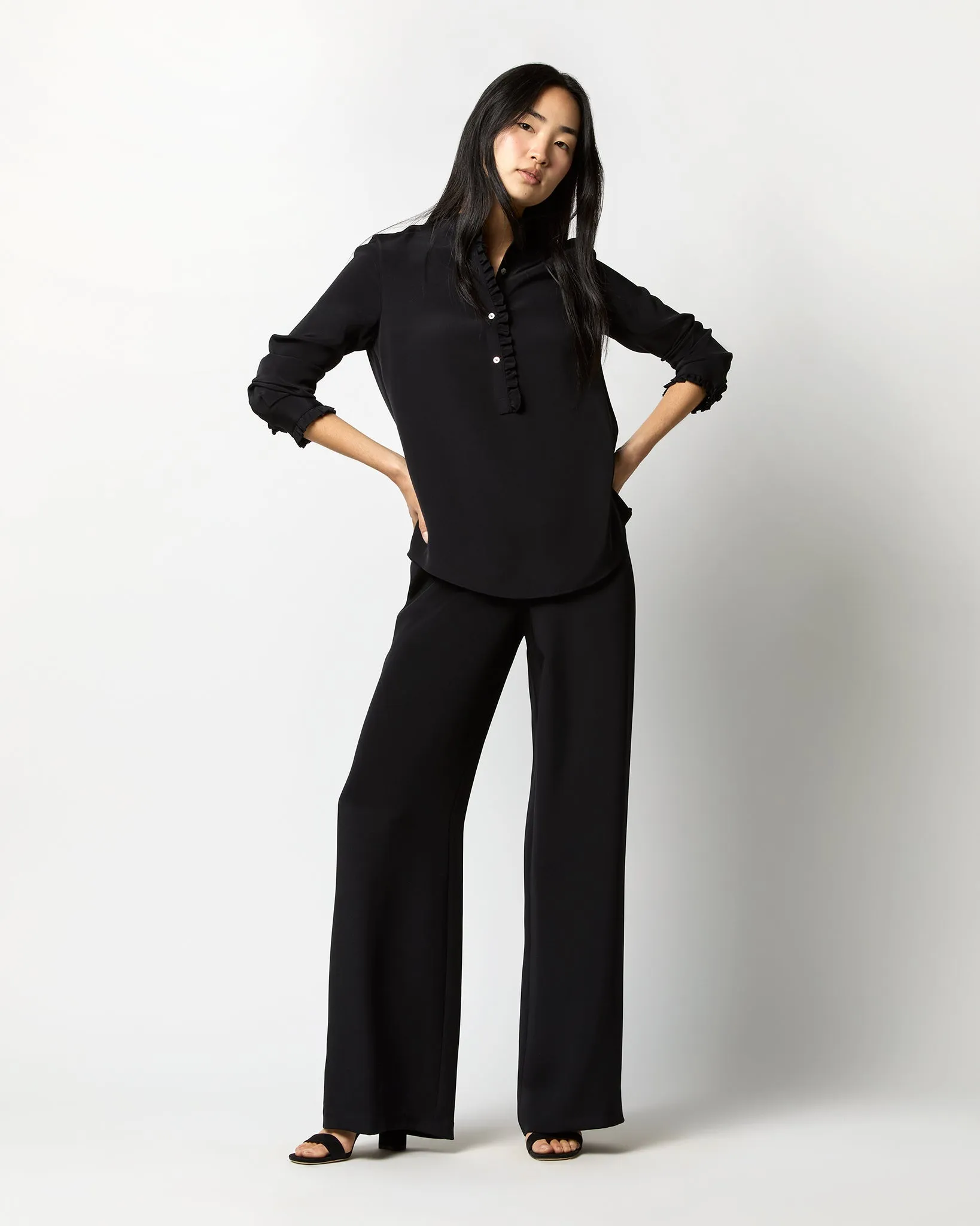 Kelly Pant in Black Silk Crepe de Chine