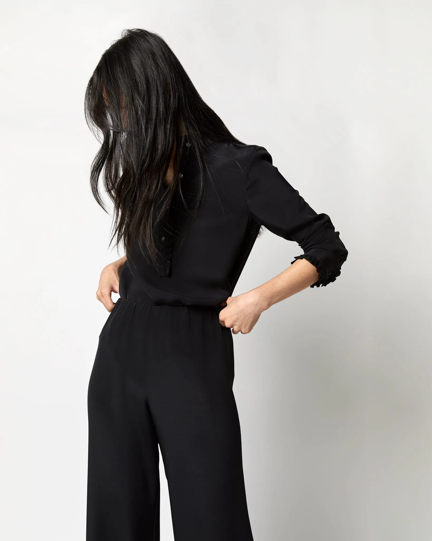 Kelly Pant in Black Silk Crepe de Chine