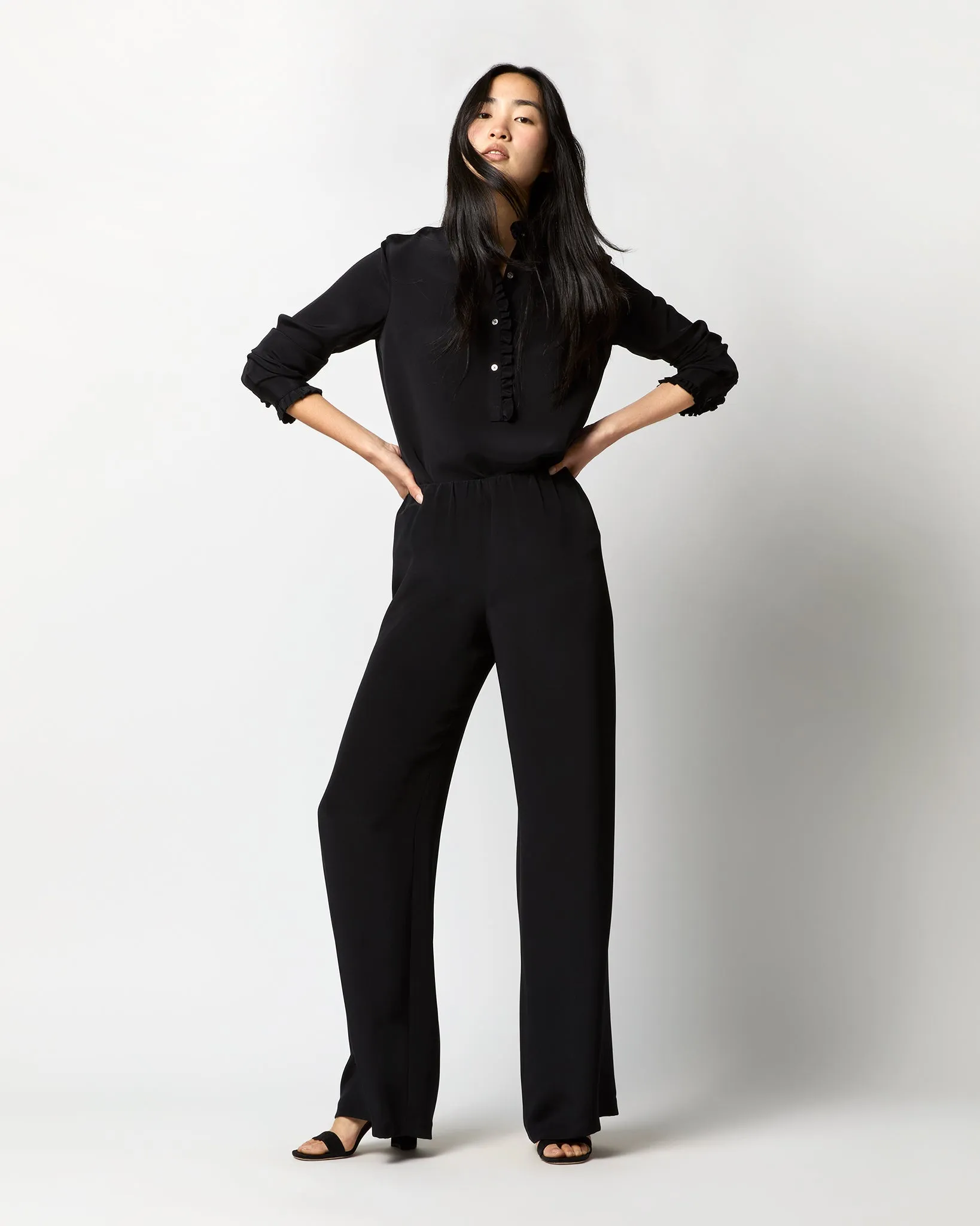 Kelly Pant in Black Silk Crepe de Chine