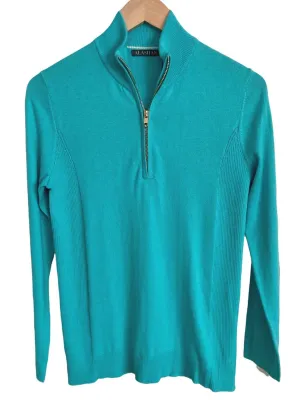 Light Summer Aqua Half Zip Pullover Sweater