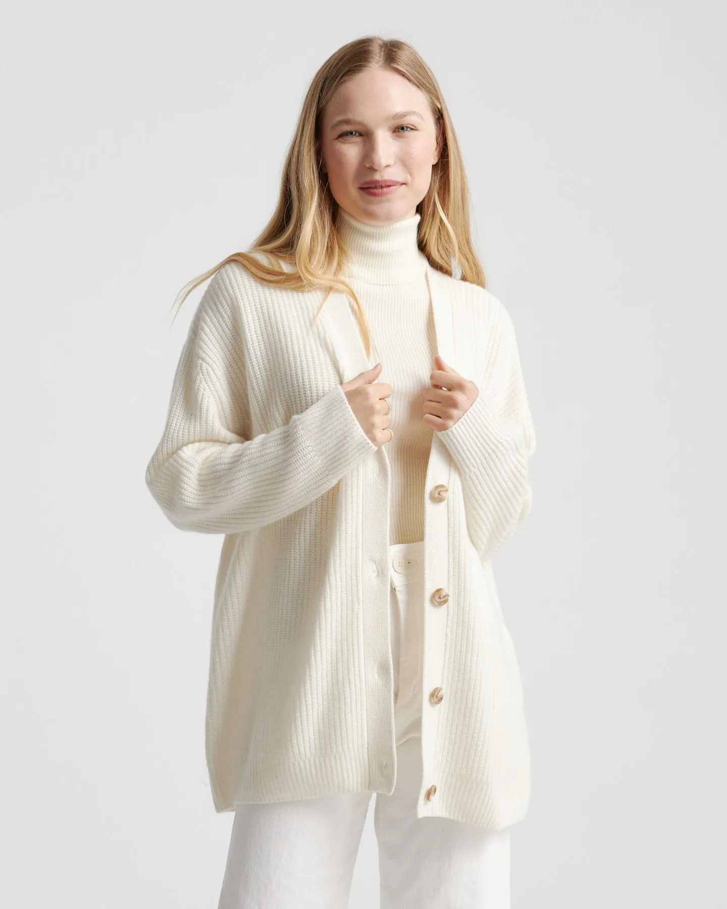 Lightweight Mongolian Cashmere Oversized Boyfriend Cardigan Sweater