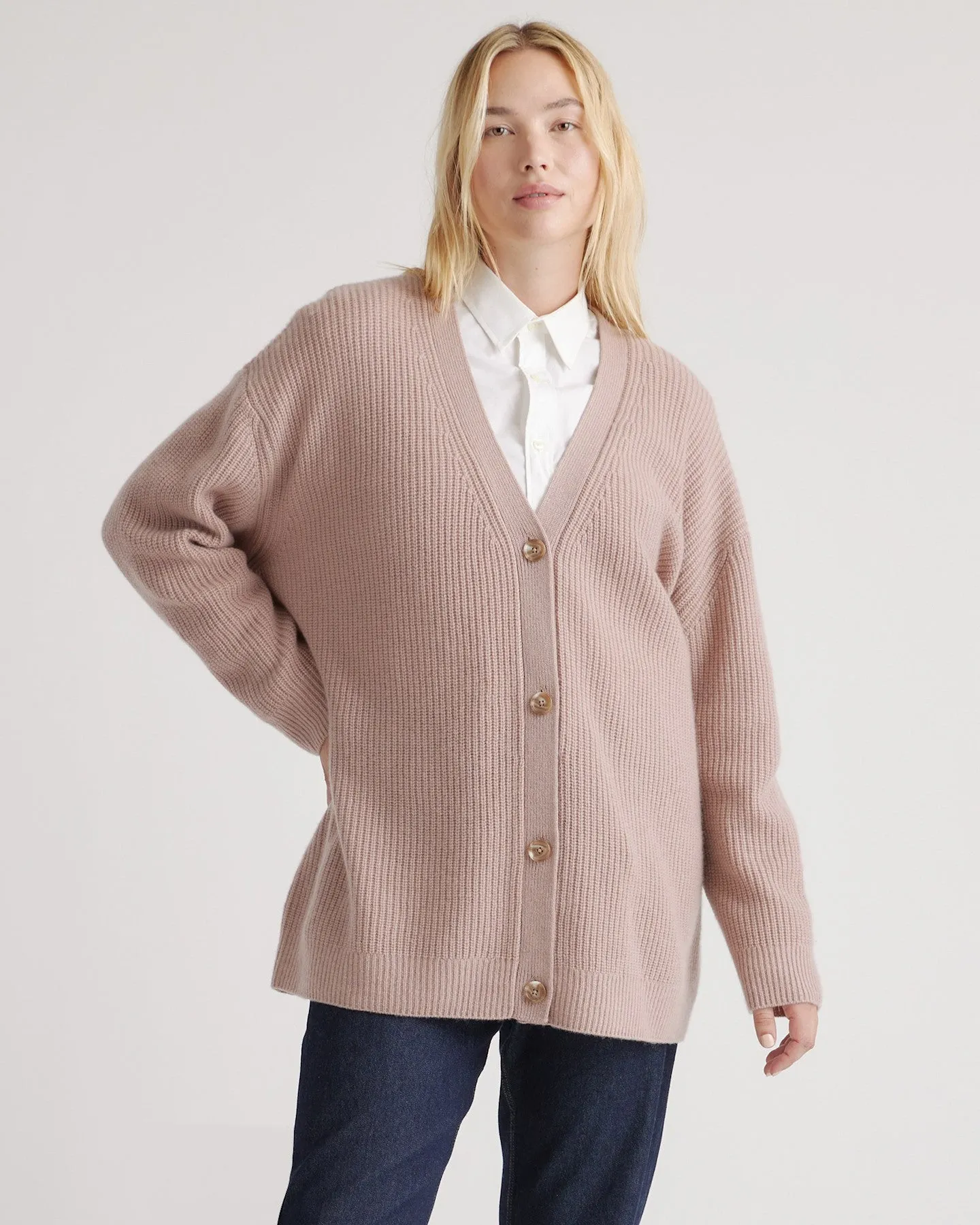 Lightweight Mongolian Cashmere Oversized Boyfriend Cardigan Sweater