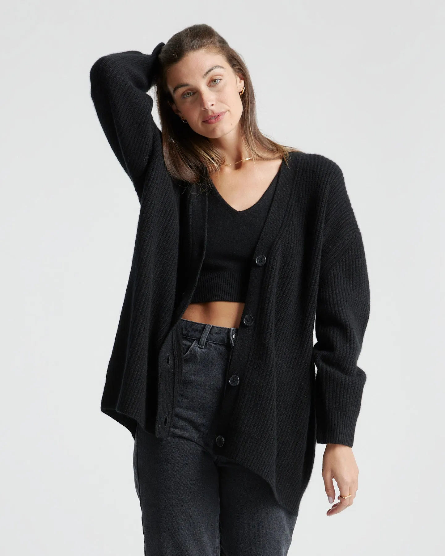 Lightweight Mongolian Cashmere Oversized Boyfriend Cardigan Sweater