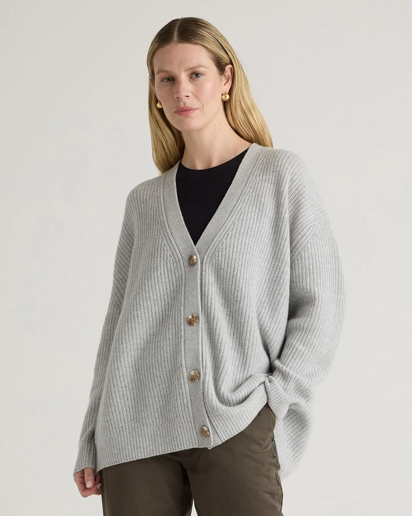 Lightweight Mongolian Cashmere Oversized Boyfriend Cardigan Sweater