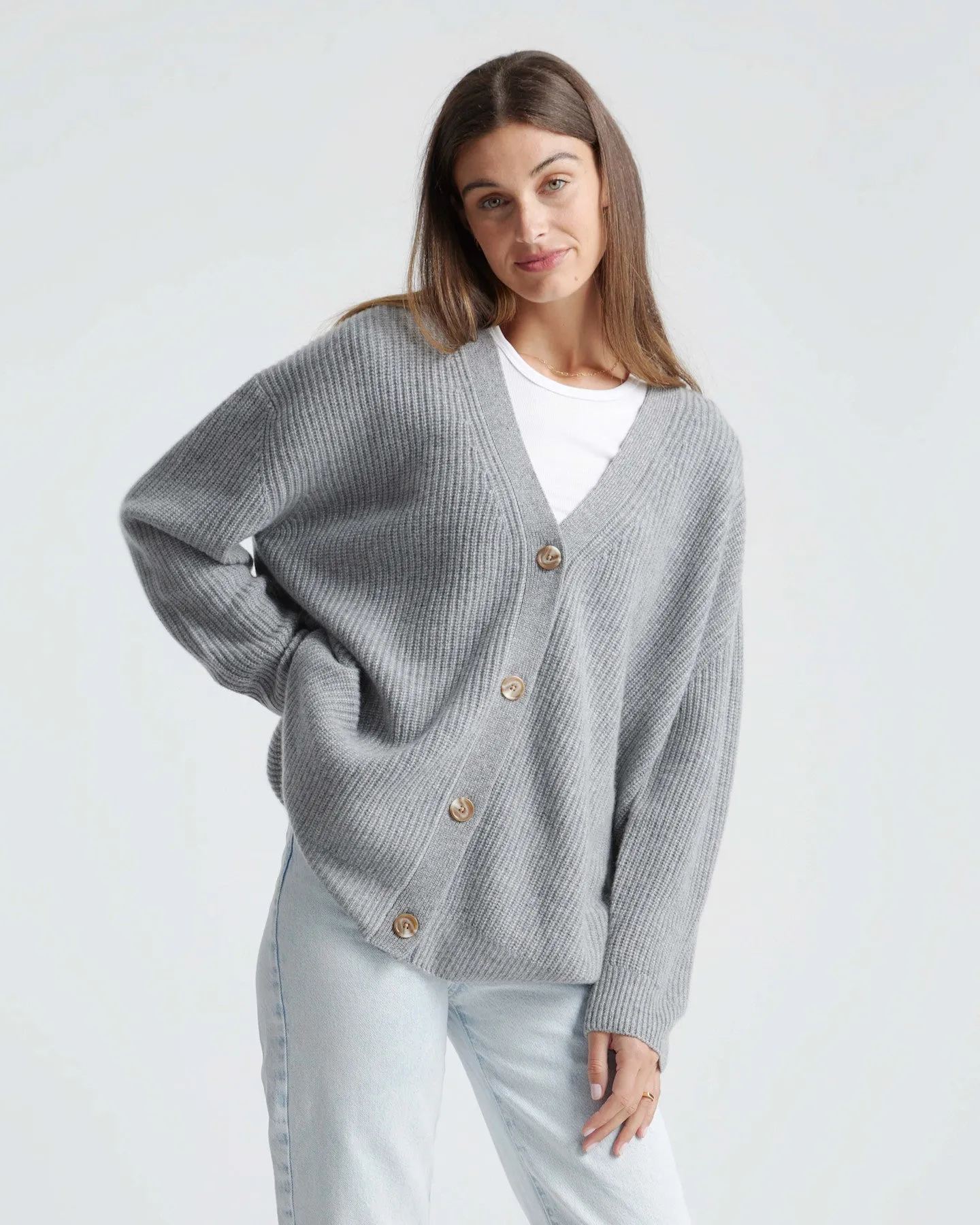 Lightweight Mongolian Cashmere Oversized Boyfriend Cardigan Sweater