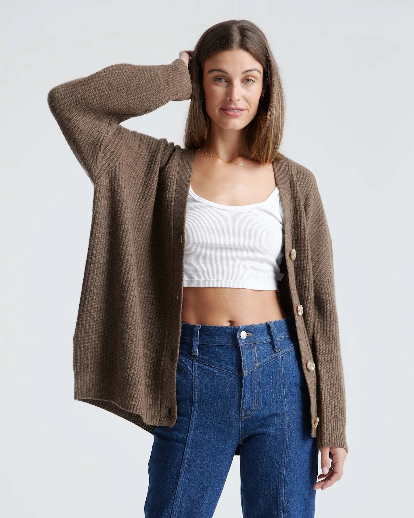 Lightweight Mongolian Cashmere Oversized Boyfriend Cardigan Sweater